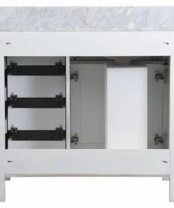 Tuscany® Ravenna 36"W x 22"D White Vanity with Gray Natural Marble Top & Rectangular Undermount Bowl -Tuscany Shop 4838099w36b6