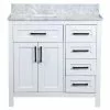 Tuscany® Ravenna 36"W x 22"D White Vanity with Gray Natural Marble Top & Rectangular Undermount Bowl