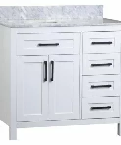 Tuscany® Ravenna 36"W x 22"D White Vanity with Gray Natural Marble Top & Rectangular Undermount Bowl -Tuscany Shop 4838099w36r6