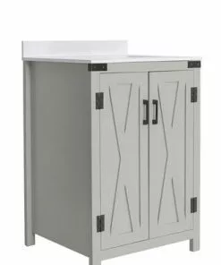 Tuscany® Salerno 24"W x 22"D Gray Vanity with White Cultured Marble Top & Rectangular Undermount Bowl - Elegant Bathroom Solution -Tuscany Shop 4838103g24r11