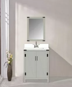 Tuscany® Salerno 24"W x 22"D Gray Vanity with White Cultured Marble Top & Rectangular Undermount Bowl - Elegant Bathroom Solution -Tuscany Shop 4838103g24s15