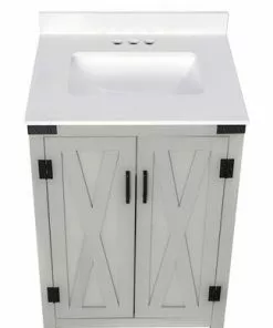 Tuscany® Salerno 24"W x 22"D Gray Vanity with White Cultured Marble Top & Rectangular Undermount Bowl - Elegant Bathroom Solution -Tuscany Shop 4838103g24t11