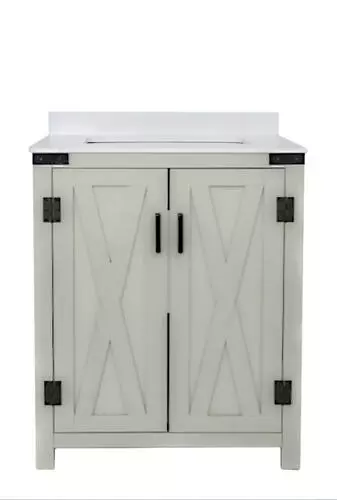 Tuscany® Salerno 30"W x 22"D Gray Vanity with White Cultured Marble Top & Rectangular Undermount Bowl 1 Tuscany® Salerno 30"W x 22"D Gray Vanity with White Cultured Marble Top & Rectangular Undermount Bowl