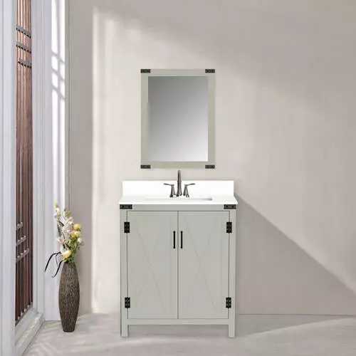 Tuscany® Salerno 30"W x 22"D Gray Vanity with White Cultured Marble Top & Rectangular Undermount Bowl 6 Tuscany® Salerno 30"W x 22"D Gray Vanity with White Cultured Marble Top & Rectangular Undermount Bowl - Image 6