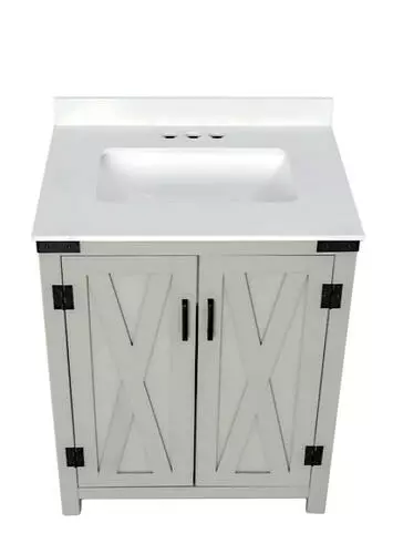 Tuscany® Salerno 30"W x 22"D Gray Vanity with White Cultured Marble Top & Rectangular Undermount Bowl 4 Tuscany® Salerno 30"W x 22"D Gray Vanity with White Cultured Marble Top & Rectangular Undermount Bowl - Image 4