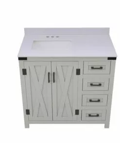 Tuscany® Salerno 36"W x 22"D Gray Vanity with White Cultured Marble Top & Rectangular Undermount Bowl -Tuscany Shop 4838105g36t11