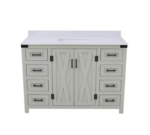 Tuscany® Salerno 48"W X 22"D Gray Vanity with White Cultured Marble Top & Rectangular Undermount Bowl 1 Tuscany® Salerno 48"W X 22"D Gray Vanity with White Cultured Marble Top & Rectangular Undermount Bowl