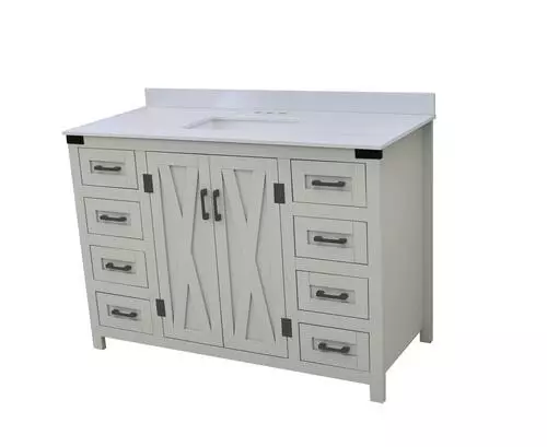 Tuscany® Salerno 48"W X 22"D Gray Vanity with White Cultured Marble Top & Rectangular Undermount Bowl 2 Tuscany® Salerno 48"W X 22"D Gray Vanity with White Cultured Marble Top & Rectangular Undermount Bowl - Image 2