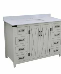 Tuscany® Salerno 48"W X 22"D Gray Vanity with White Cultured Marble Top & Rectangular Undermount Bowl 7 Tuscany® Salerno 48"W X 22"D Gray Vanity with White Cultured Marble Top & Rectangular Undermount Bowl -Tuscany Shop 4838106g48r11