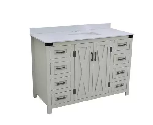 Tuscany® Salerno 48"W X 22"D Gray Vanity with White Cultured Marble Top & Rectangular Undermount Bowl 3 Tuscany® Salerno 48"W X 22"D Gray Vanity with White Cultured Marble Top & Rectangular Undermount Bowl - Image 3