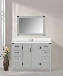 Tuscany® Salerno 48"W X 22"D Gray Vanity with White Cultured Marble Top & Rectangular Undermount Bowl 9 Tuscany® Salerno 48"W X 22"D Gray Vanity with White Cultured Marble Top & Rectangular Undermount Bowl -Tuscany Shop 4838106g48s15