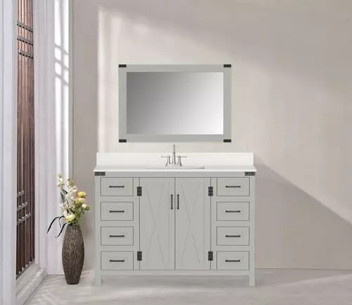 Tuscany® Salerno 48"W X 22"D Gray Vanity with White Cultured Marble Top & Rectangular Undermount Bowl 5 Tuscany® Salerno 48"W X 22"D Gray Vanity with White Cultured Marble Top & Rectangular Undermount Bowl - Image 5