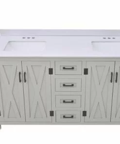 Tuscany® Salerno 60"W X 22"D Gray Vanity with White Cultured Marble Top & Rectangular Undermount Bowls -Tuscany Shop 4838107g60t11