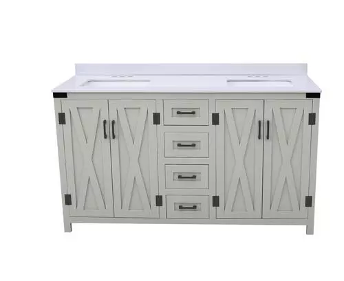 Tuscany® Salerno 72"W x 22"D Gray Vanity with White Cultured Marble Top & Rectangular Undermount Bowls 1 Tuscany® Salerno 72"W x 22"D Gray Vanity with White Cultured Marble Top & Rectangular Undermount Bowls