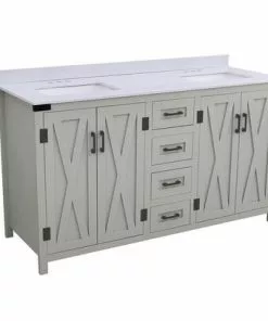 Tuscany® Salerno 72"W x 22"D Gray Vanity with White Cultured Marble Top & Rectangular Undermount Bowls 8 Tuscany® Salerno 72"W x 22"D Gray Vanity with White Cultured Marble Top & Rectangular Undermount Bowls -Tuscany Shop 4838108g72r11