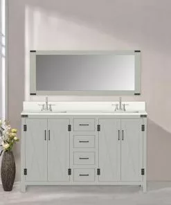 Tuscany® Salerno 72"W x 22"D Gray Vanity with White Cultured Marble Top & Rectangular Undermount Bowls 11 Tuscany® Salerno 72"W x 22"D Gray Vanity with White Cultured Marble Top & Rectangular Undermount Bowls -Tuscany Shop 4838108g72s15