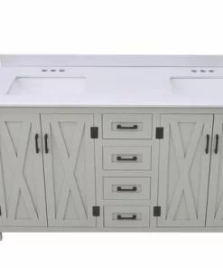 Tuscany® Salerno 72"W x 22"D Gray Vanity with White Cultured Marble Top & Rectangular Undermount Bowls 9 Tuscany® Salerno 72"W x 22"D Gray Vanity with White Cultured Marble Top & Rectangular Undermount Bowls -Tuscany Shop 4838108g72t11
