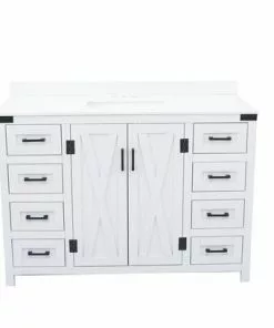 Tuscany Salerno 48" White Bathroom Vanity with Cultured Marble Top & Rectangular Undermount Sink