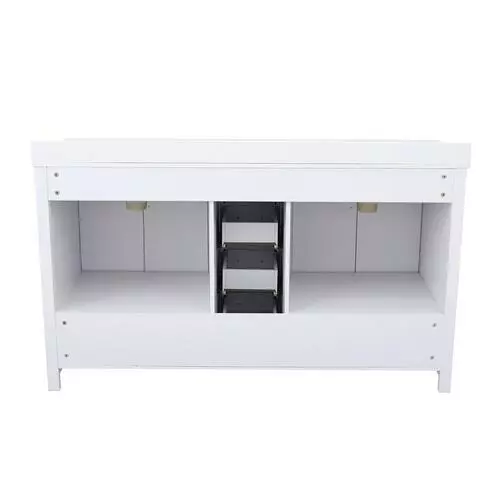 Tuscany® Salerno 60"W White Bathroom Vanity with Cultured Marble Top & Rectangular Undermount Bowls 5 Tuscany® Salerno 60"W White Bathroom Vanity with Cultured Marble Top & Rectangular Undermount Bowls - Image 5