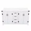 Tuscany® Salerno 60"W White Bathroom Vanity with Cultured Marble Top & Rectangular Undermount Bowls