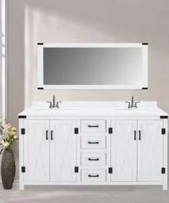Tuscany® Salerno 72"W White Vanity with Cultured Marble Top & Rectangular Undermount Bowls – Stylish Bathroom Upgrade -Tuscany Shop 4838114w72f15