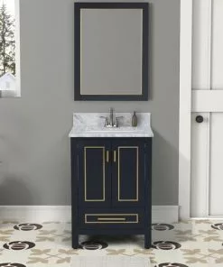 Tuscany® Tirana 24"W x 22"D Blue Vanity with Carrara Marble Top & Rectangular Undermount Bowl -Tuscany Shop 4838127SC