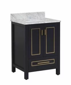 Tuscany® Tirana 24"W x 22"D Blue Vanity with Carrara Marble Top & Rectangular Undermount Bowl -Tuscany Shop 4838127b24right