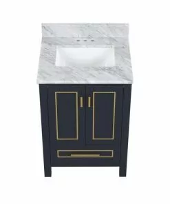 Tuscany® Tirana 24"W x 22"D Blue Vanity with Carrara Marble Top & Rectangular Undermount Bowl -Tuscany Shop 4838127b24top