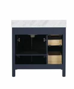 Tuscany® Tirana 36"W Blue Vanity with Carrara Marble Top & Undermount Bowl | Modern Bathroom Design -Tuscany Shop 4838129b36back