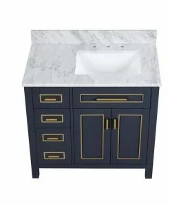 Tuscany® Tirana 36"W Blue Vanity with Carrara Marble Top & Undermount Bowl | Modern Bathroom Design -Tuscany Shop 4838129b36top1