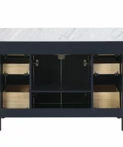 Tuscany® Tirana 48"W Blue Vanity with Carrara Marble Top & Rectangular Undermount Bowl -Tuscany Shop 4838130b48back