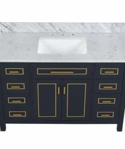 Tuscany® Tirana 48"W Blue Vanity with Carrara Marble Top & Rectangular Undermount Bowl -Tuscany Shop 4838130b48top