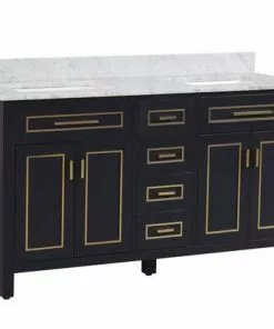 Tuscany® Tirana 60"W Blue Vanity with Carrara Marble Top & Rectangular Undermount Bowls -Tuscany Shop 4838131b60right