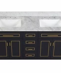 Tuscany® Tirana 60"W Blue Vanity with Carrara Marble Top & Rectangular Undermount Bowls -Tuscany Shop 4838131b60top