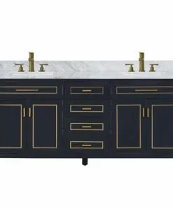 Tuscany® Tirana 72"W Blue Vanity with Carrara Marble Top & Rectangular Undermount Bowls - Modern Bathroom Vanity