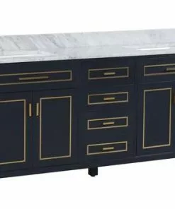 Tuscany® Tirana 72"W Blue Vanity with Carrara Marble Top & Rectangular Undermount Bowls - Modern Bathroom Vanity -Tuscany Shop 4838132b72right