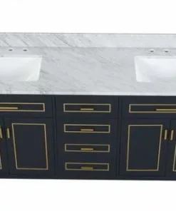 Tuscany® Tirana 72"W Blue Vanity with Carrara Marble Top & Rectangular Undermount Bowls - Modern Bathroom Vanity -Tuscany Shop 4838132b72top