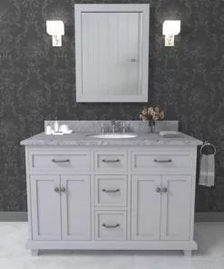 Tuscany® Addison 48"W x 22"D Gray Vanity with Carrara Marble Top & Oval Undermount Bowl -Tuscany Shop 48GSCENE