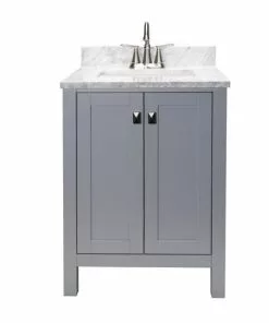 Tuscany® Rio 24"W x 22"D Gray Vanity with Natural Carrara Marble Top & Rectangular Undermount Bowl