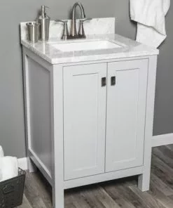 Tuscany® Rio 24"W x 22"D Gray Vanity with Natural Carrara Marble Top & Rectangular Undermount Bowl -Tuscany Shop 605 0637 10