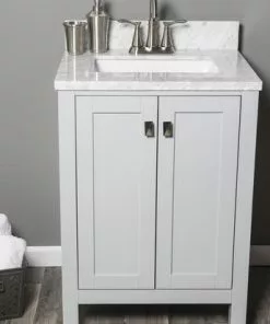 Tuscany® Rio 24"W x 22"D Gray Vanity with Natural Carrara Marble Top & Rectangular Undermount Bowl -Tuscany Shop 605 0637 12