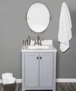 Tuscany® Rio 24"W x 22"D Gray Vanity with Natural Carrara Marble Top & Rectangular Undermount Bowl -Tuscany Shop 605 0637 13