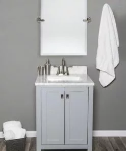 Tuscany® Rio 24"W x 22"D Gray Vanity with Natural Carrara Marble Top & Rectangular Undermount Bowl -Tuscany Shop 605 0637 14