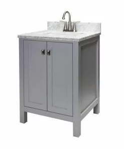Tuscany® Rio 24"W x 22"D Gray Vanity with Natural Carrara Marble Top & Rectangular Undermount Bowl -Tuscany Shop 605 0637 2