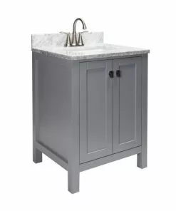 Tuscany® Rio 24"W x 22"D Gray Vanity with Natural Carrara Marble Top & Rectangular Undermount Bowl -Tuscany Shop 605 0637 3