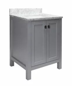 Tuscany® Rio 24"W x 22"D Gray Vanity with Natural Carrara Marble Top & Rectangular Undermount Bowl -Tuscany Shop 605 0637 4