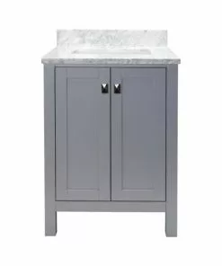 Tuscany® Rio 24"W x 22"D Gray Vanity with Natural Carrara Marble Top & Rectangular Undermount Bowl -Tuscany Shop 605 0637 5