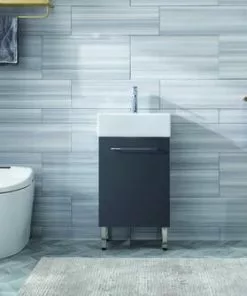 Tuscany® Florence 18"W X 14"D Gray Vanity with White Ceramic Top & Rectangular Integrated Bowl -Tuscany Shop 6050057 P