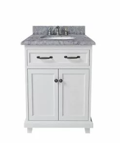 Tuscany Addison 24"W x 22"D White Bathroom Vanity with Carrara Marble Top & Oval Undermount Bowl