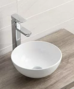 Tuscany® Aria 12"W White Round Vessel Sink - Modern Bathroom Sink for Elegant Spaces -Tuscany Shop 6070042 P AV1